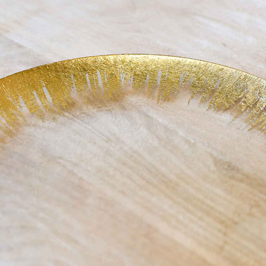 Naples Glass Platter Clear/Gold 14.25x1x14.25