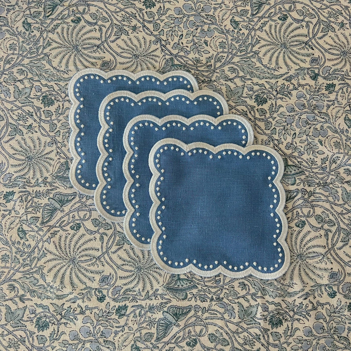 Scalloped Cocktail Napkins, Set of 4