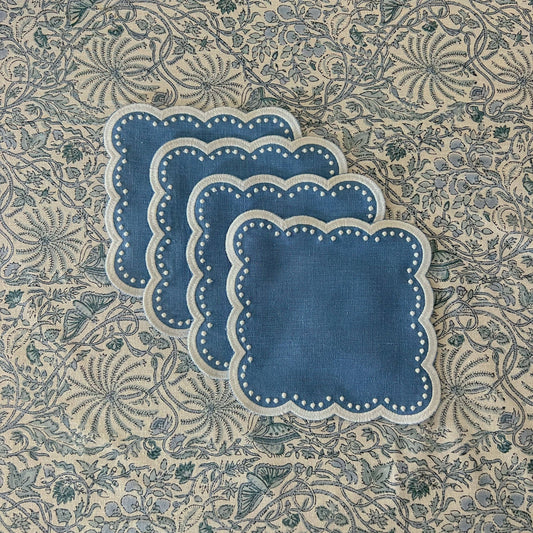 Scalloped Cocktail Napkins, Set of 4
