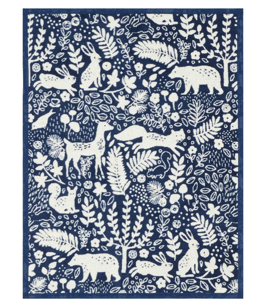 Whimsical Woods Navy Mini Blanket: Mini