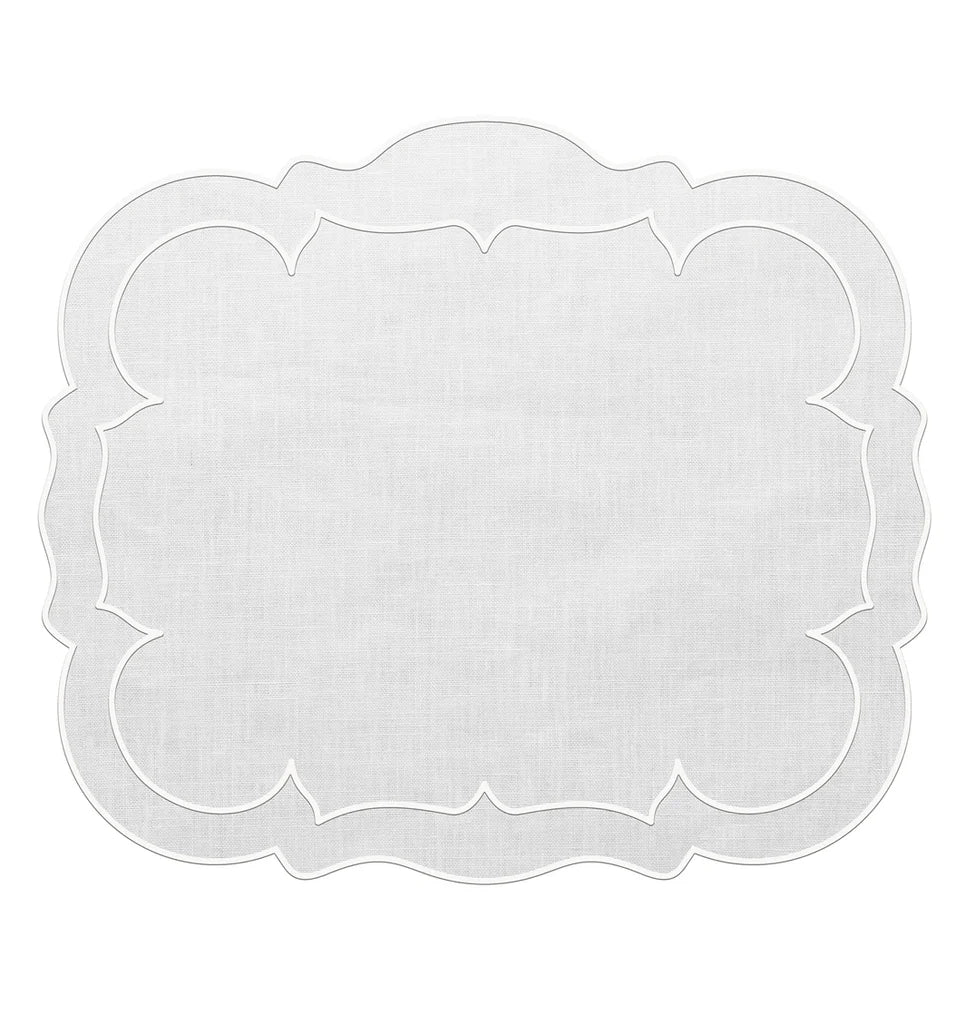 Scallop Linen White Placemats Set of 2