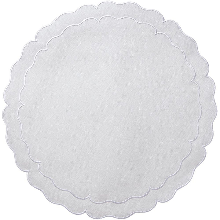 Scallop Linen White Placemats Set of 2