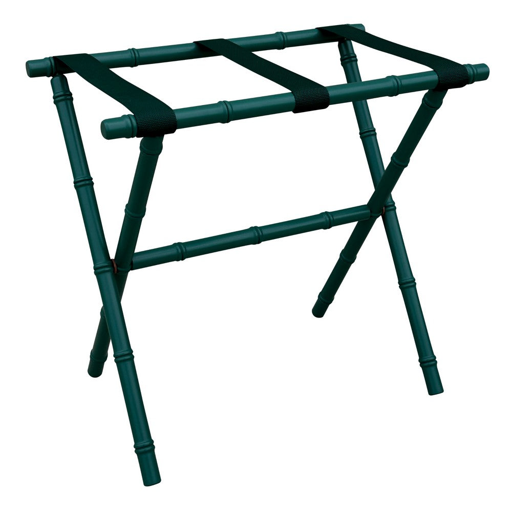Green Bamboo Wood Luggage Rack with Green Straps