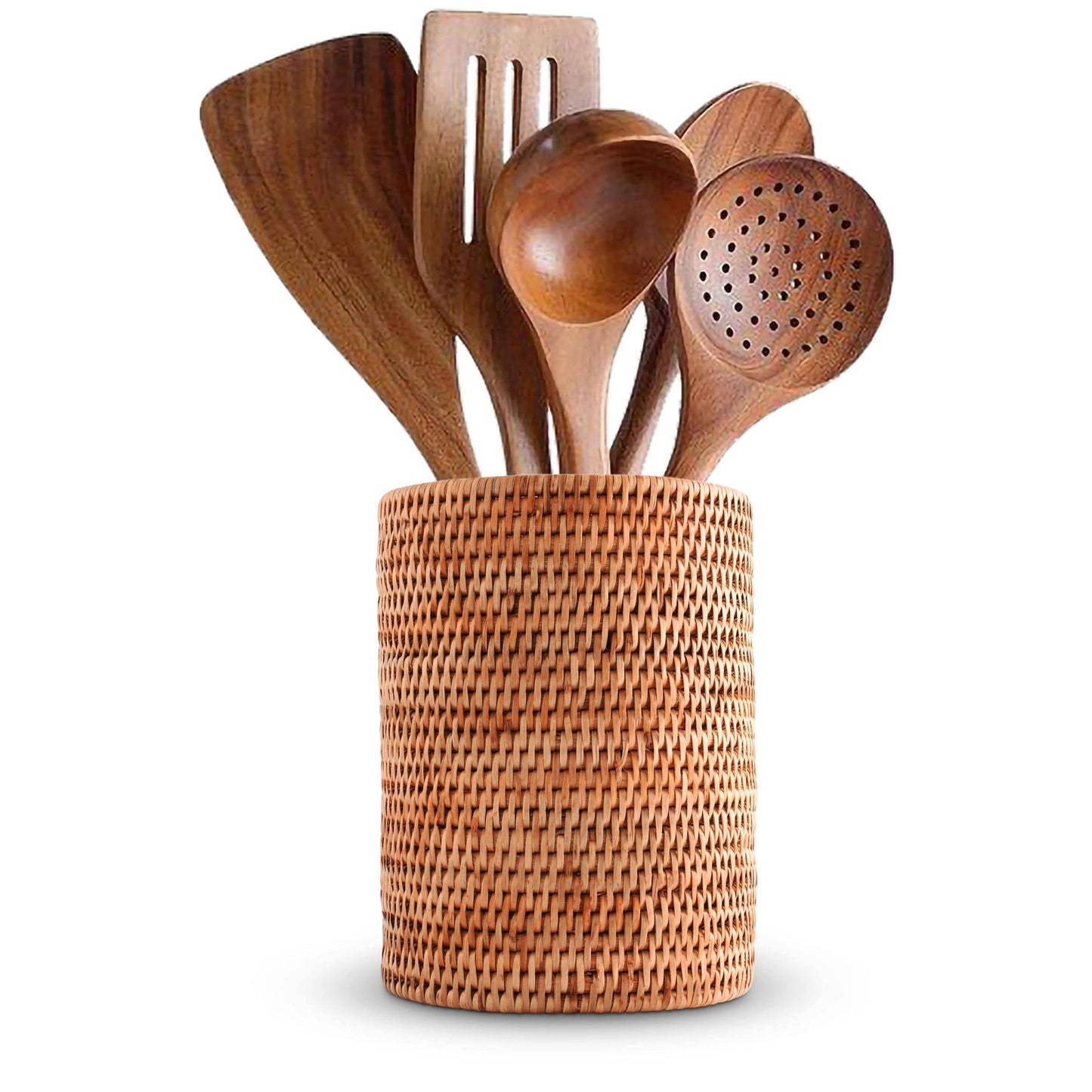 Hand Woven Wicker Rattan Utensils Holder