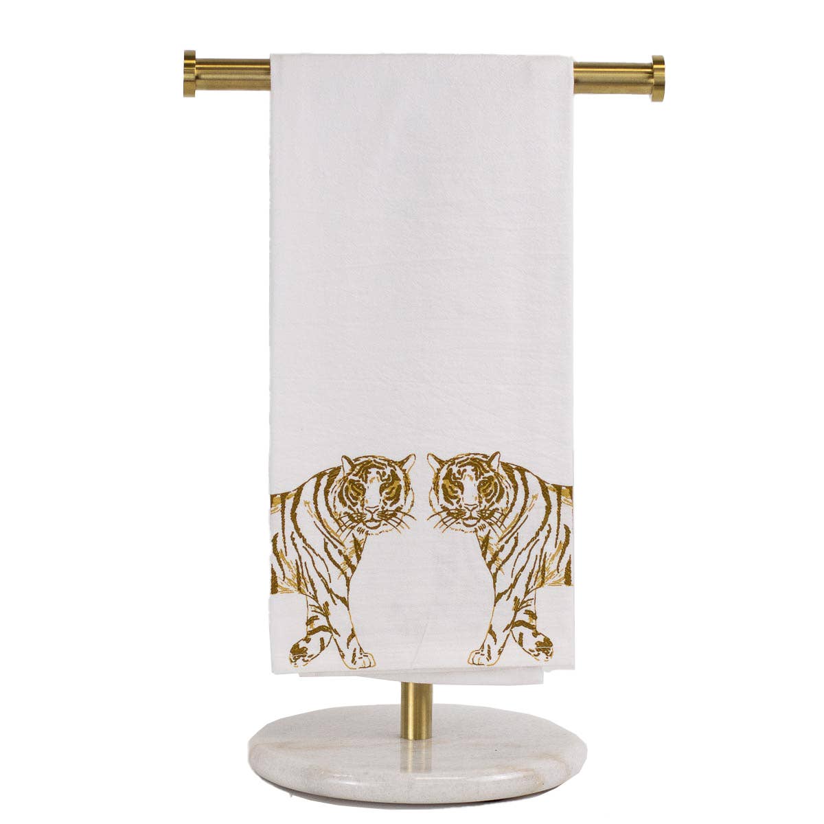 Tiger Walk Hand Towel White/Gold 20x28