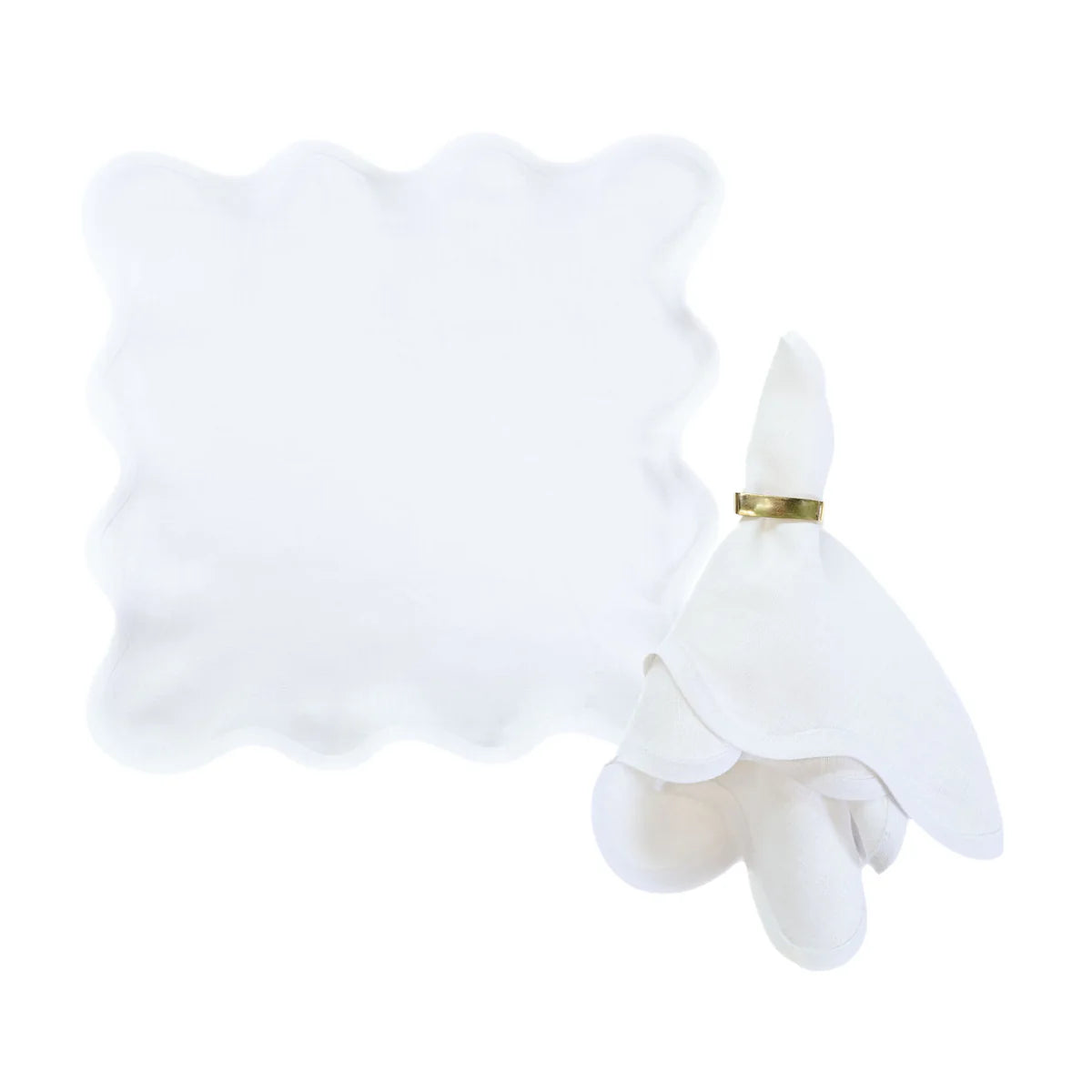 Linen Scalloped Square Lilly White