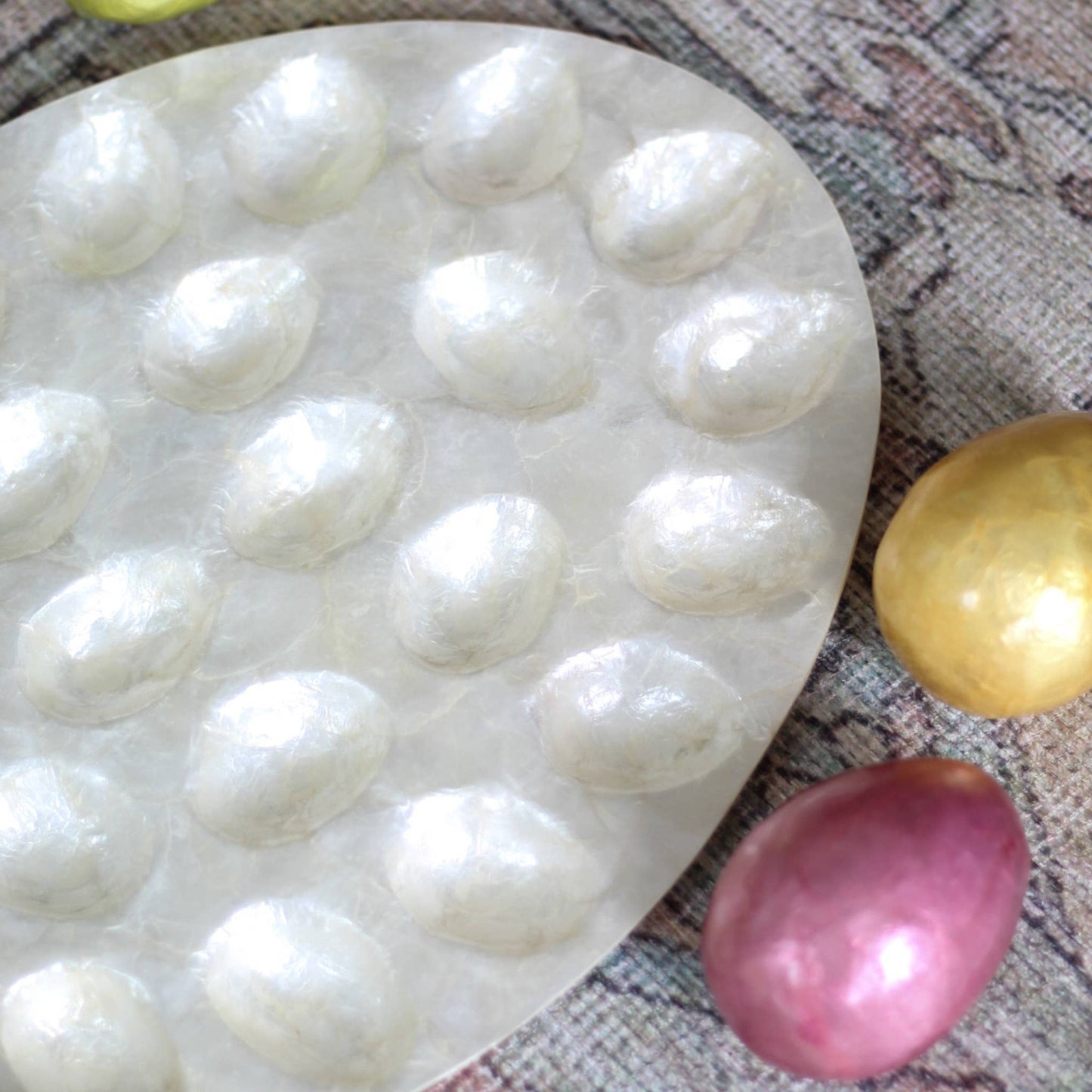 2.25” Capiz Egg Set/6 (Multiple Colors)