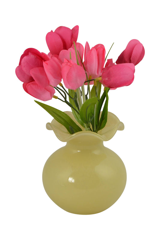 CREAM/Yellow COLOR GLASS VASE