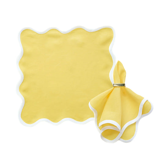 Linen Scalloped Square Lemon