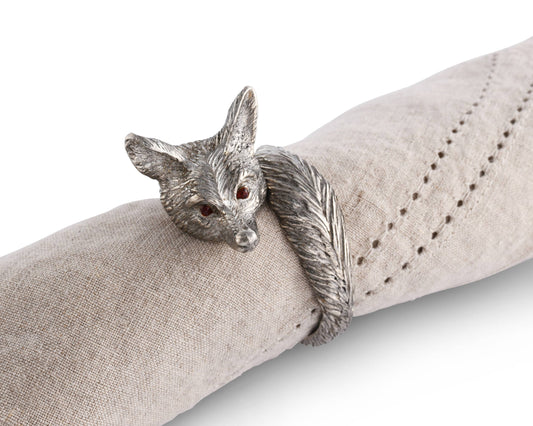 Pewter Fox Napkin Ring Pair