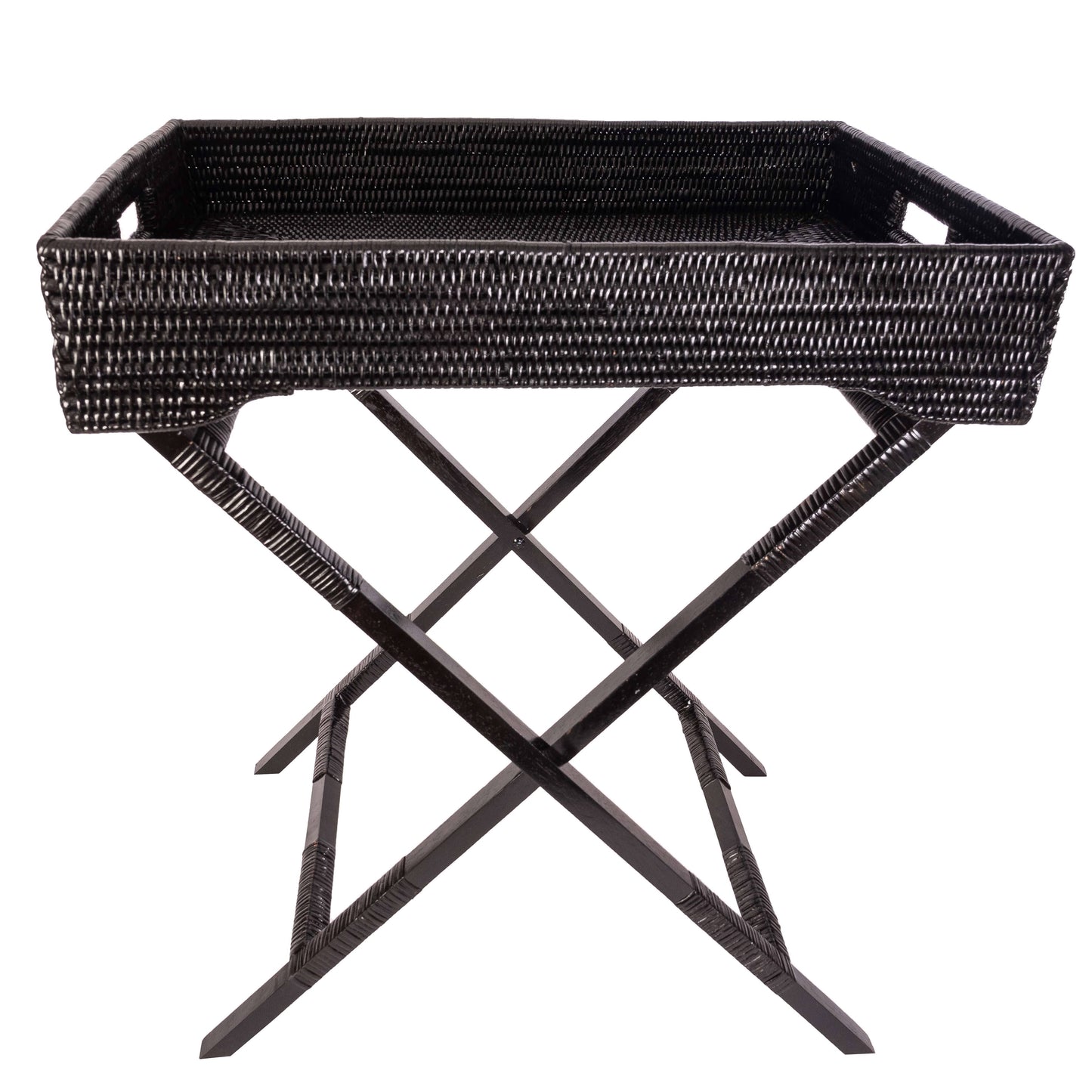 Rattan Butler Tray/Table Black