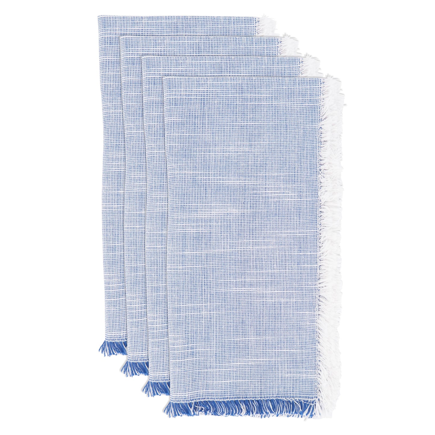 Two-Tone Fringe Napkin: Blue Set of 4