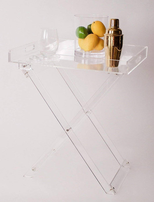 Stylish Acrylic Foldable Tray Side Table with Side Handles