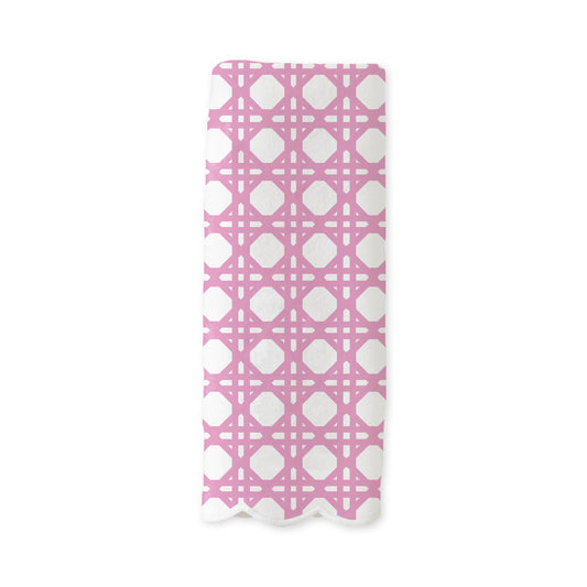 Scalloped Guest Towel - Pink Cane