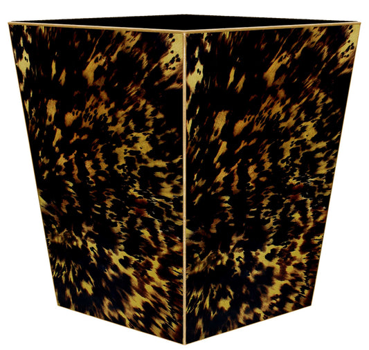 Tortoise Shell Wastepaper Basket: Wood Scalloped Top