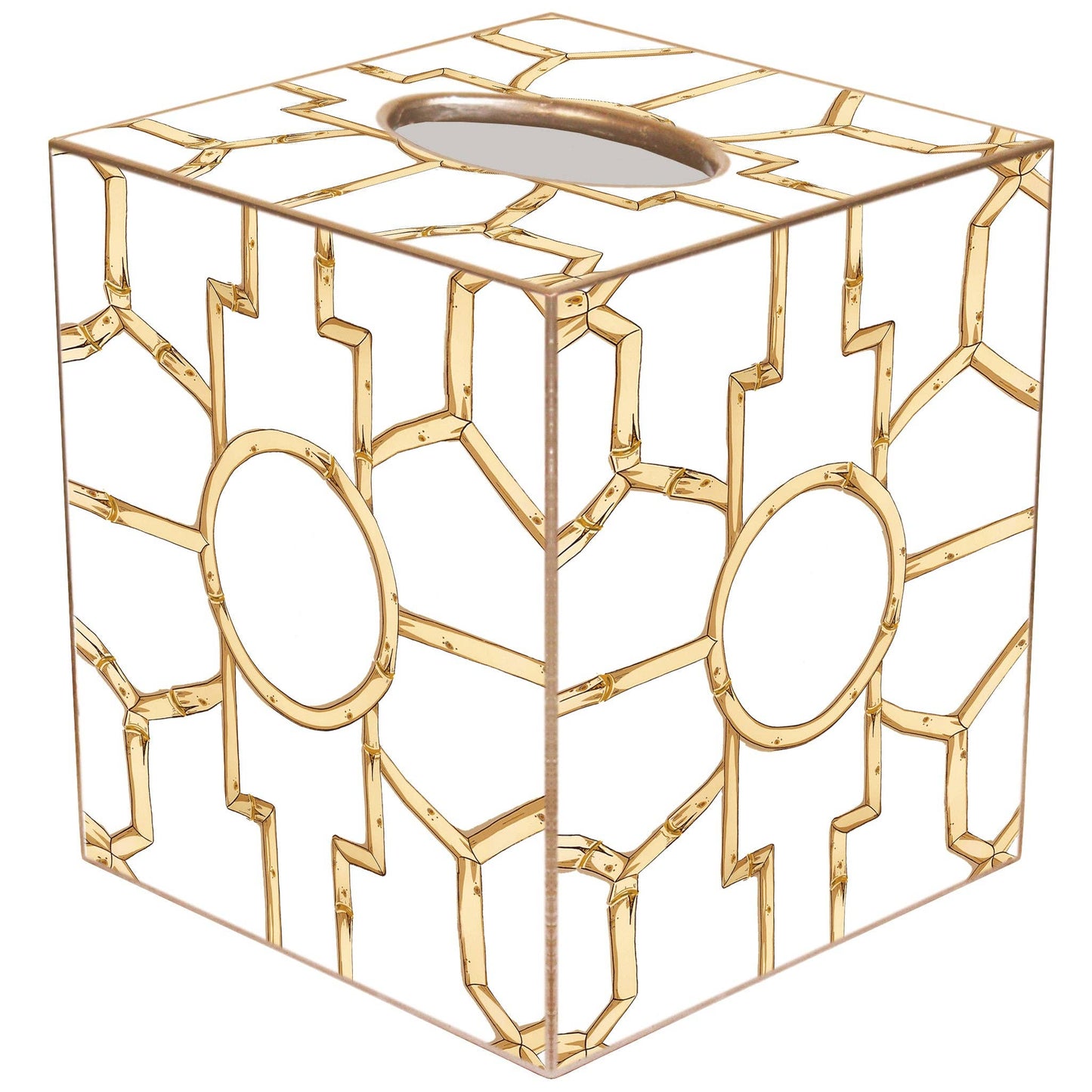 Bamboo on White Tissue Box Cover: Paper Mache