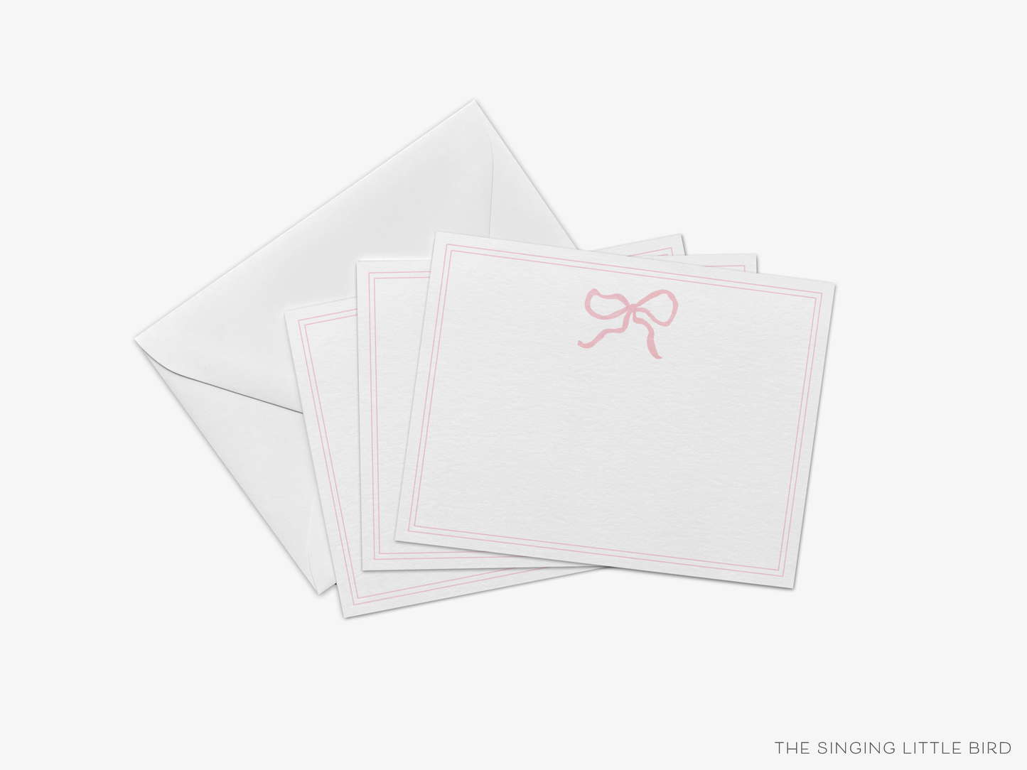 Light Pink Bow Flat Notecards