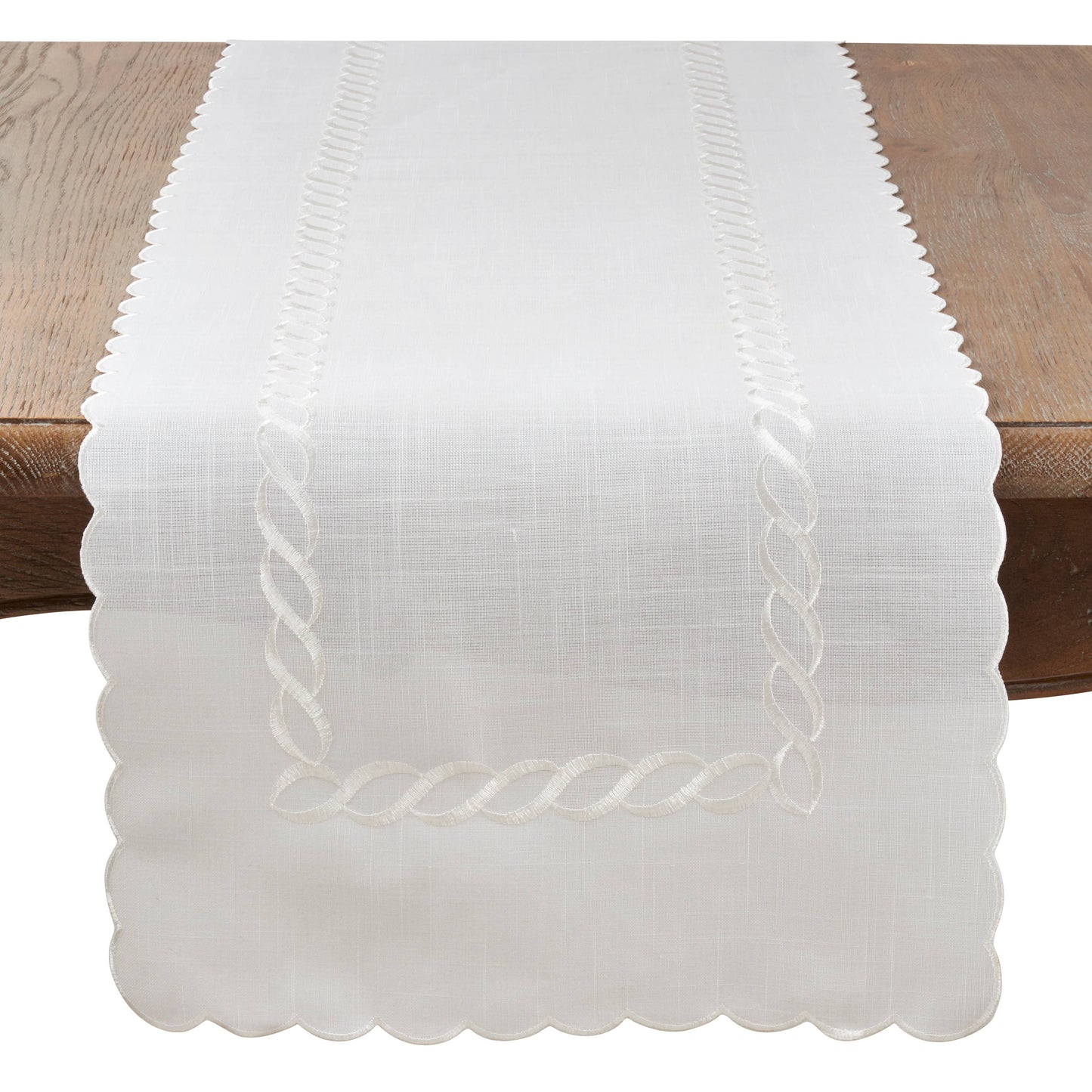 Braided Embroidery Runner: White / 16"x108"