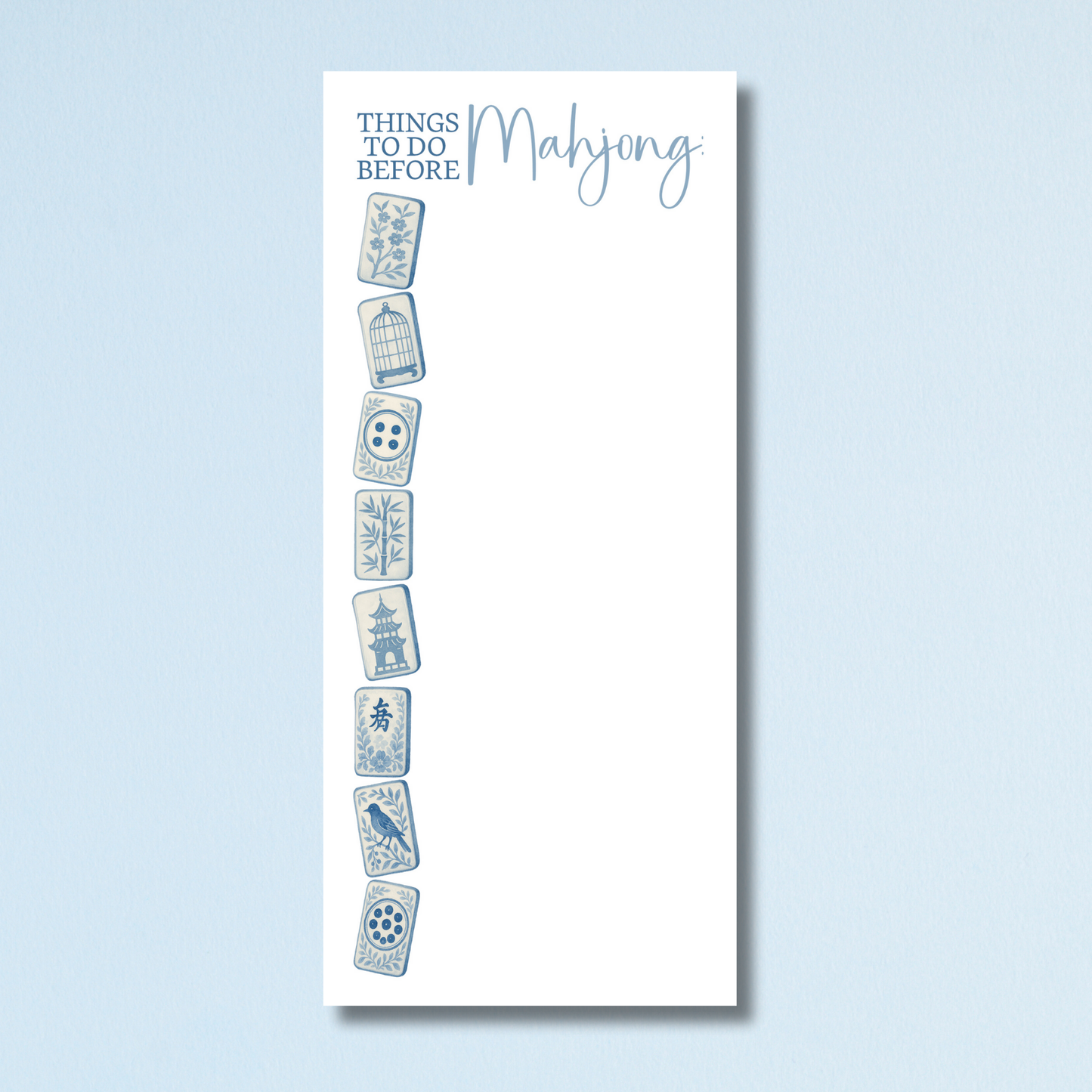 Watercolor Chinoiserie Mahjong Tile Rectangle Notepad : Things To Do Before Mahjong