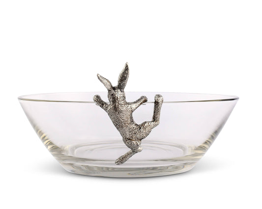 Climbing Bunny Glass Serving / Salad Bowl