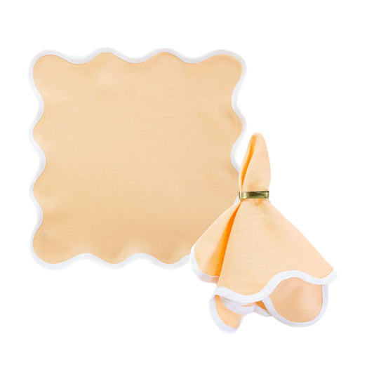Linen Scalloped Square Poppy Peach