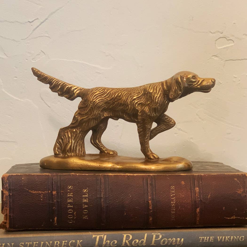 Solid Brass Pointer Dog Paperweight