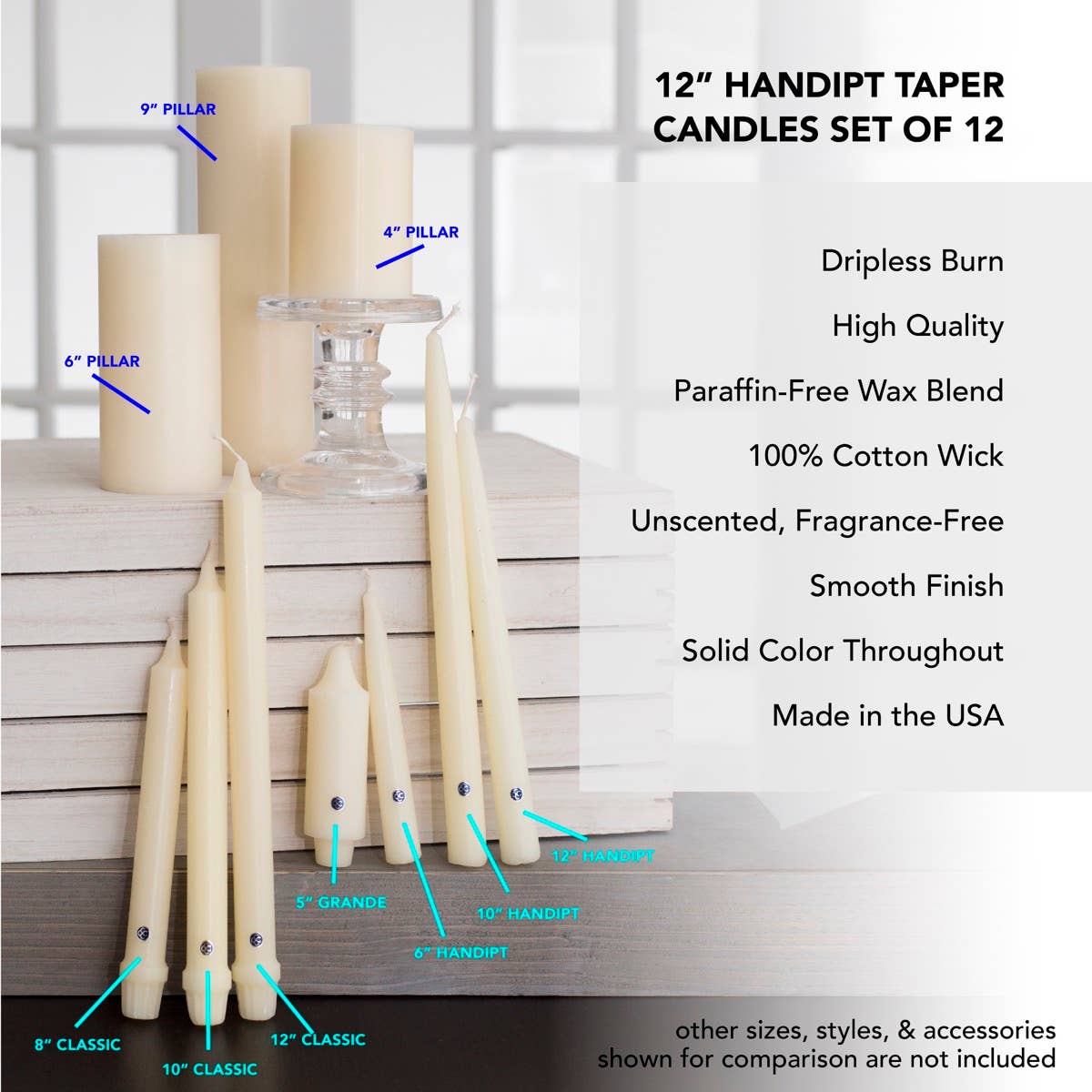 Colonial Candle Handipt Taper-Unscented-12in-Indigo