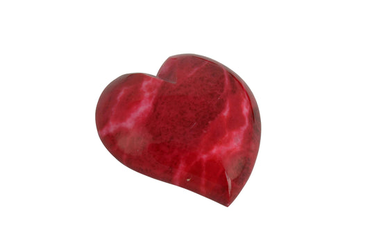 Set of 6 Red Alabaster Stone Heart Paperweights 2.5"