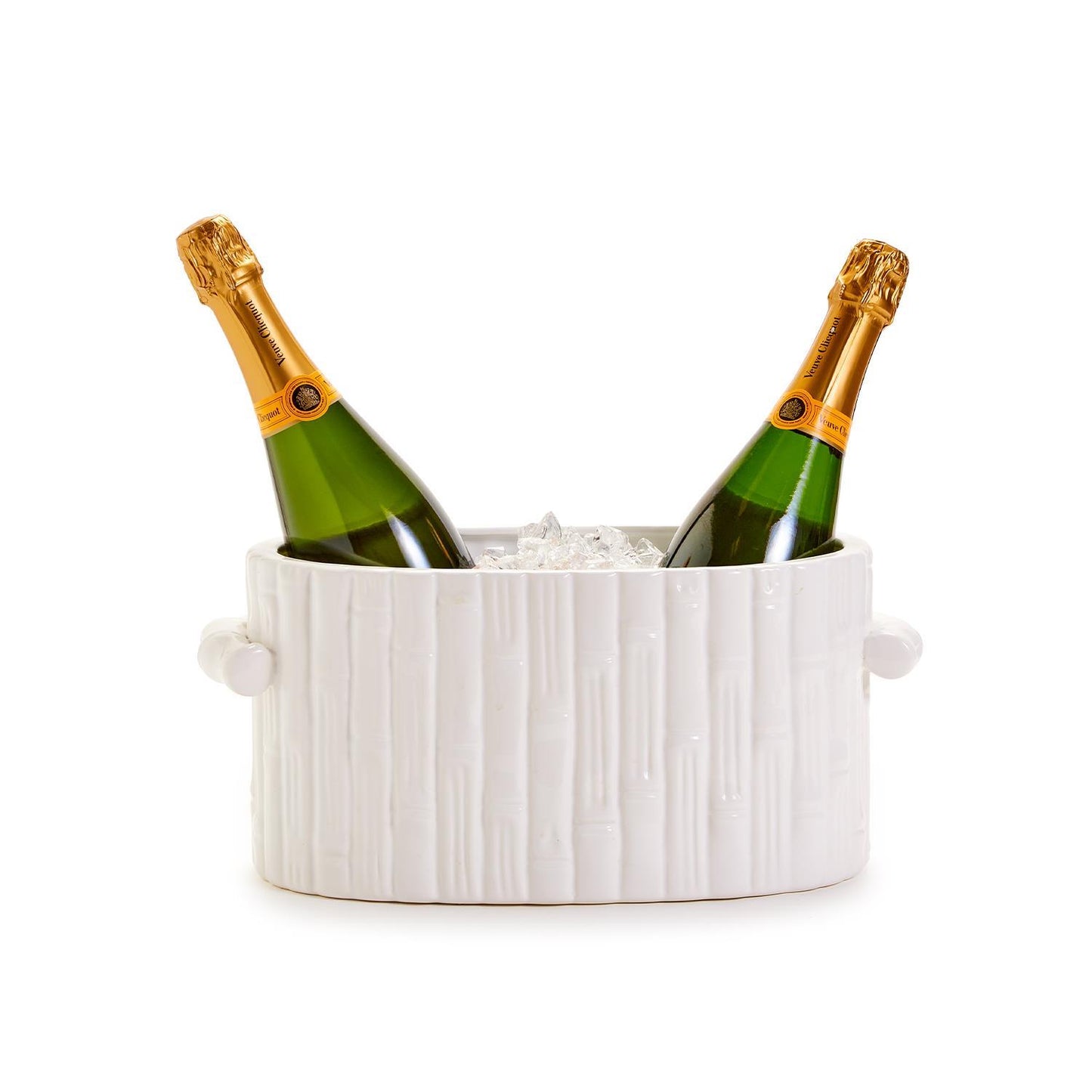 White Bamboo Oval Centerpiece with Handles