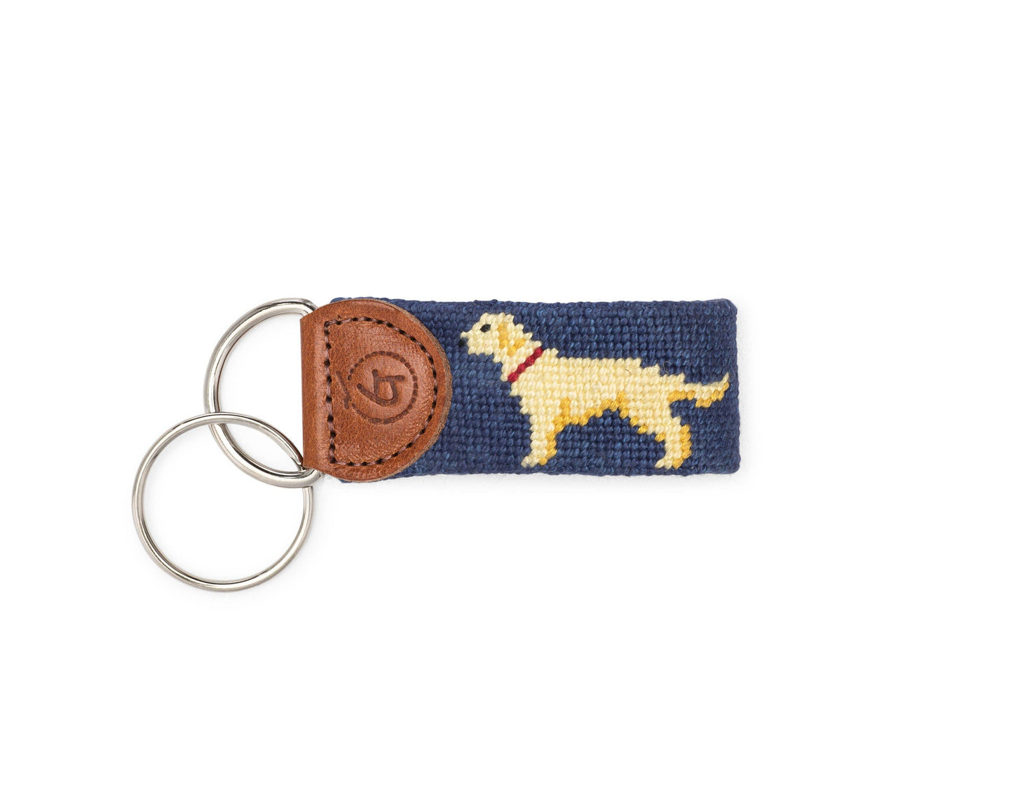 Yellow Lab Needlepoint Keychain: Navy