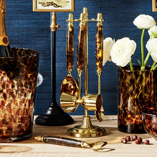 Tortoise Print Bar Tools-4 pieces