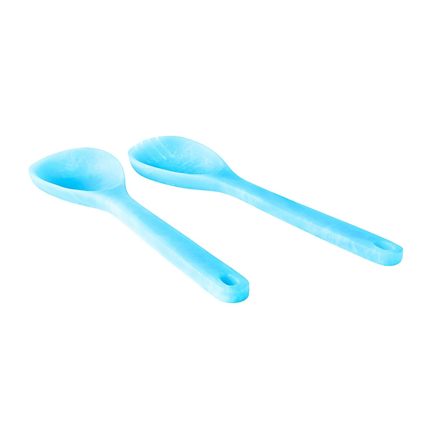 Lucente Resin Matte Blue Salad Server Set
