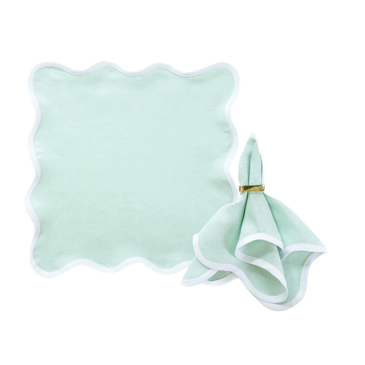 Linen Scalloped Square Sage Green