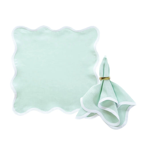 Linen Scalloped Square Sage Green