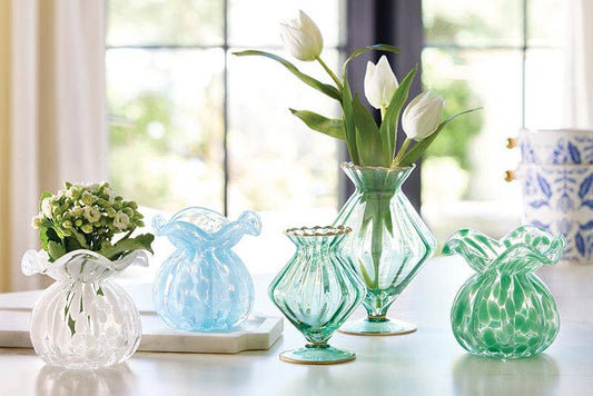 Blue Ruffled Edge Bud Vase