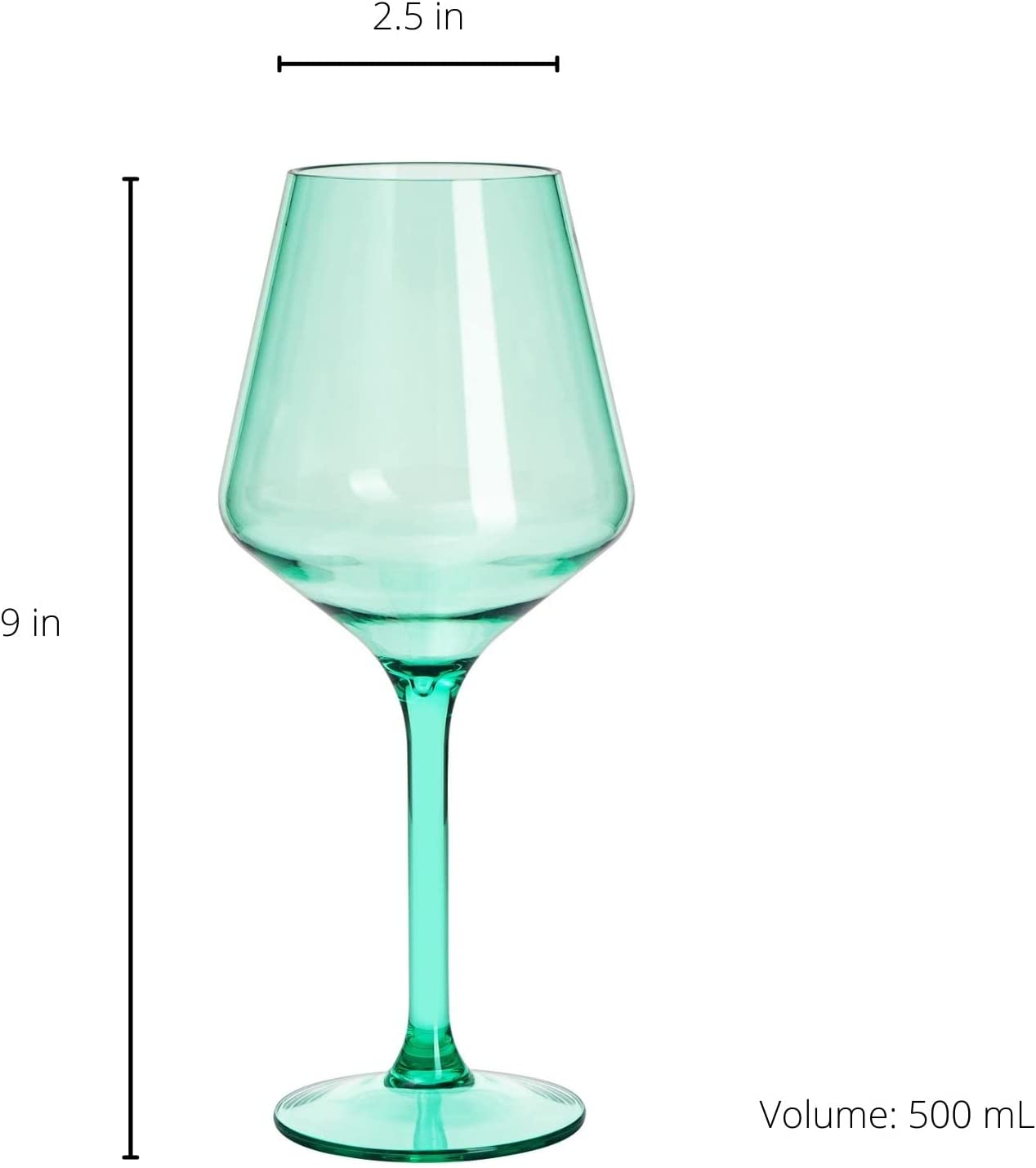 Colored Stemmed Wine Glasses, Acrylic oz Set - 6 Unbreakable