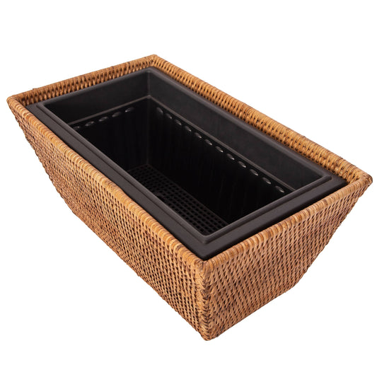 Artifacts Rattan™ Rectangular Planter with Plastic Insert