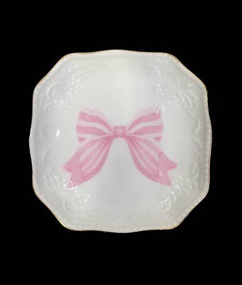 Pink Bow Porcelain Bon Bon Tray