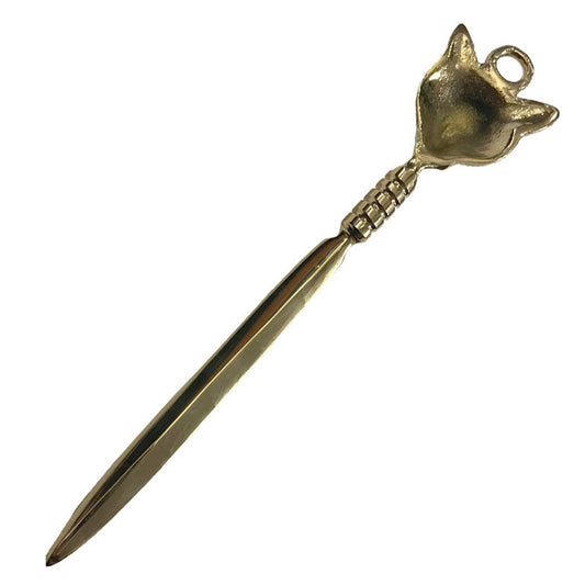 9-1/2" Solid Brass Fox Letter Opener- Antique Vintage Style