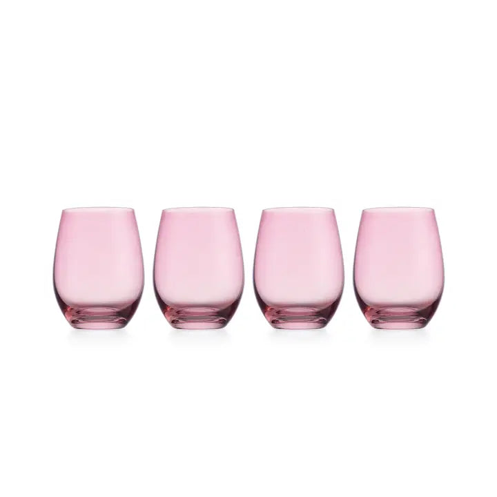 Set of 4 Ballet Pink Stemless Wine Glasses