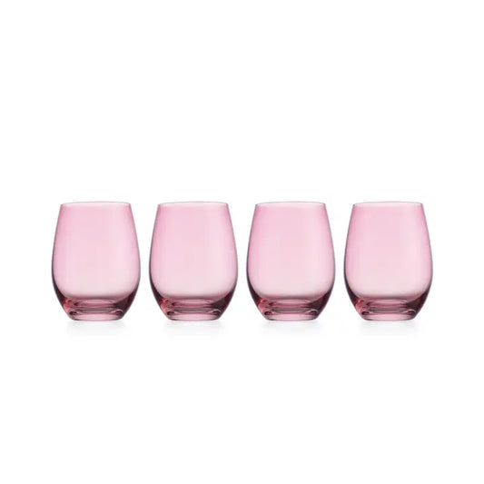 Set of 4 Ballet Pink Stemless Wine Glasses