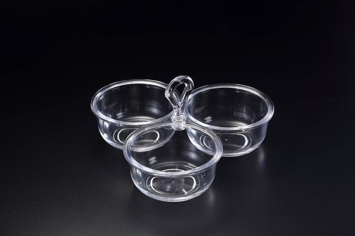 3-Bowl Acrylic Condiment Caddy W/Handle