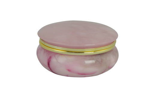 4" PINK ALABASTER TRINKET BOX