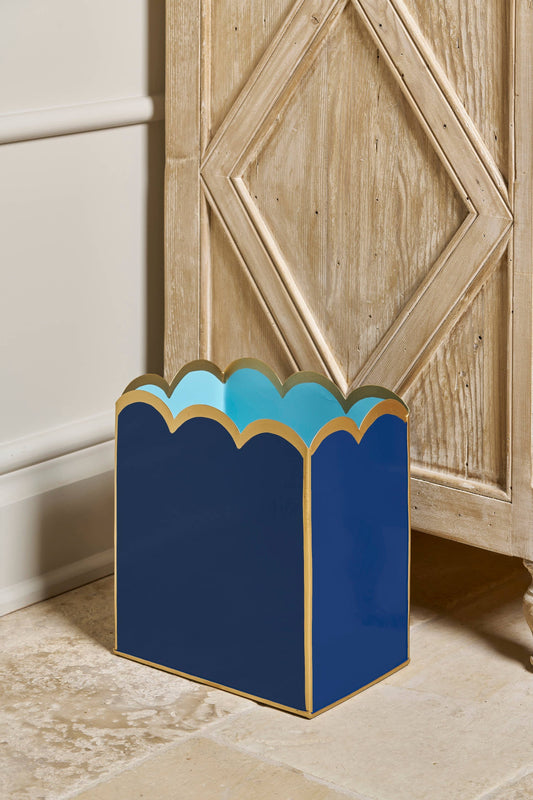 Gracie Scarlett Wastebasket: Navy & Light Blue