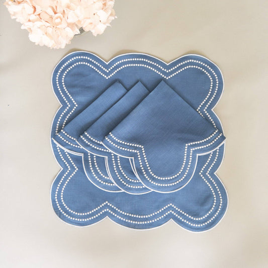 Linen Blue Dots Napkin Set of 2