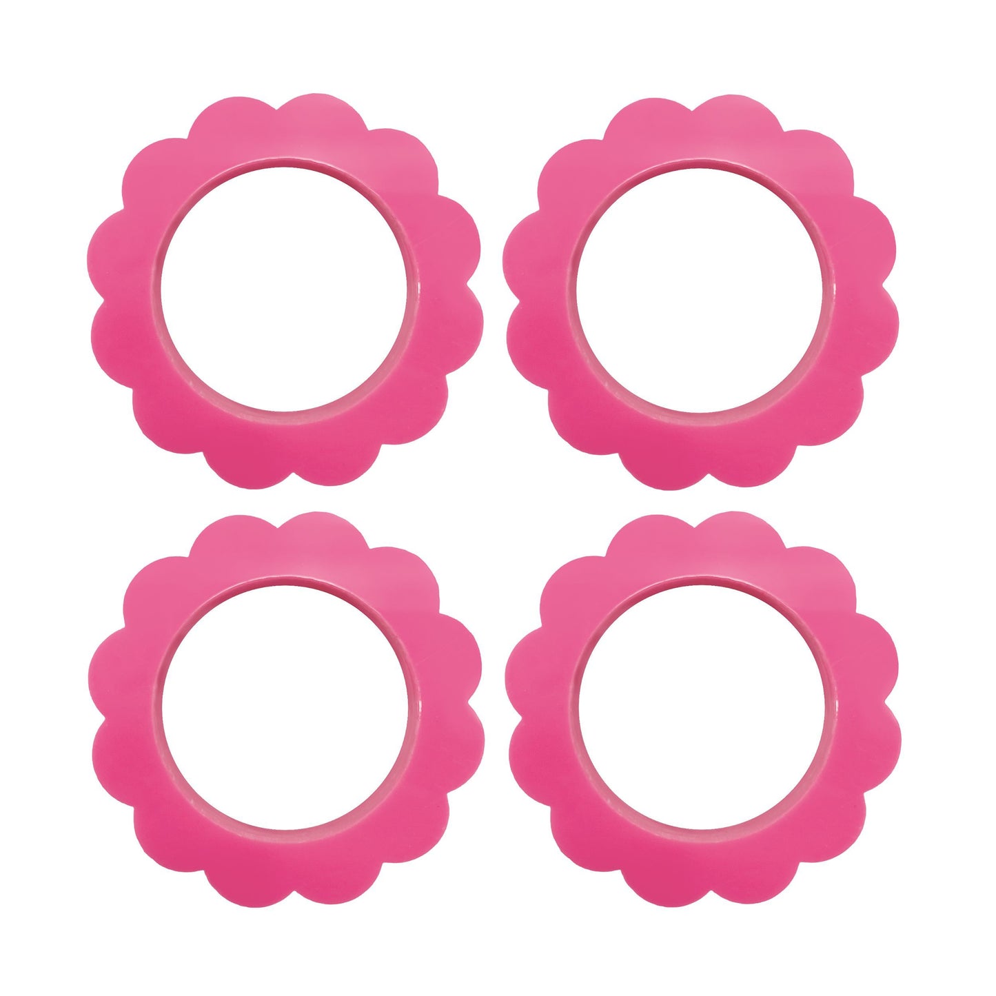 Acrylic Scallop Napkin Rings Set of 4 Pink