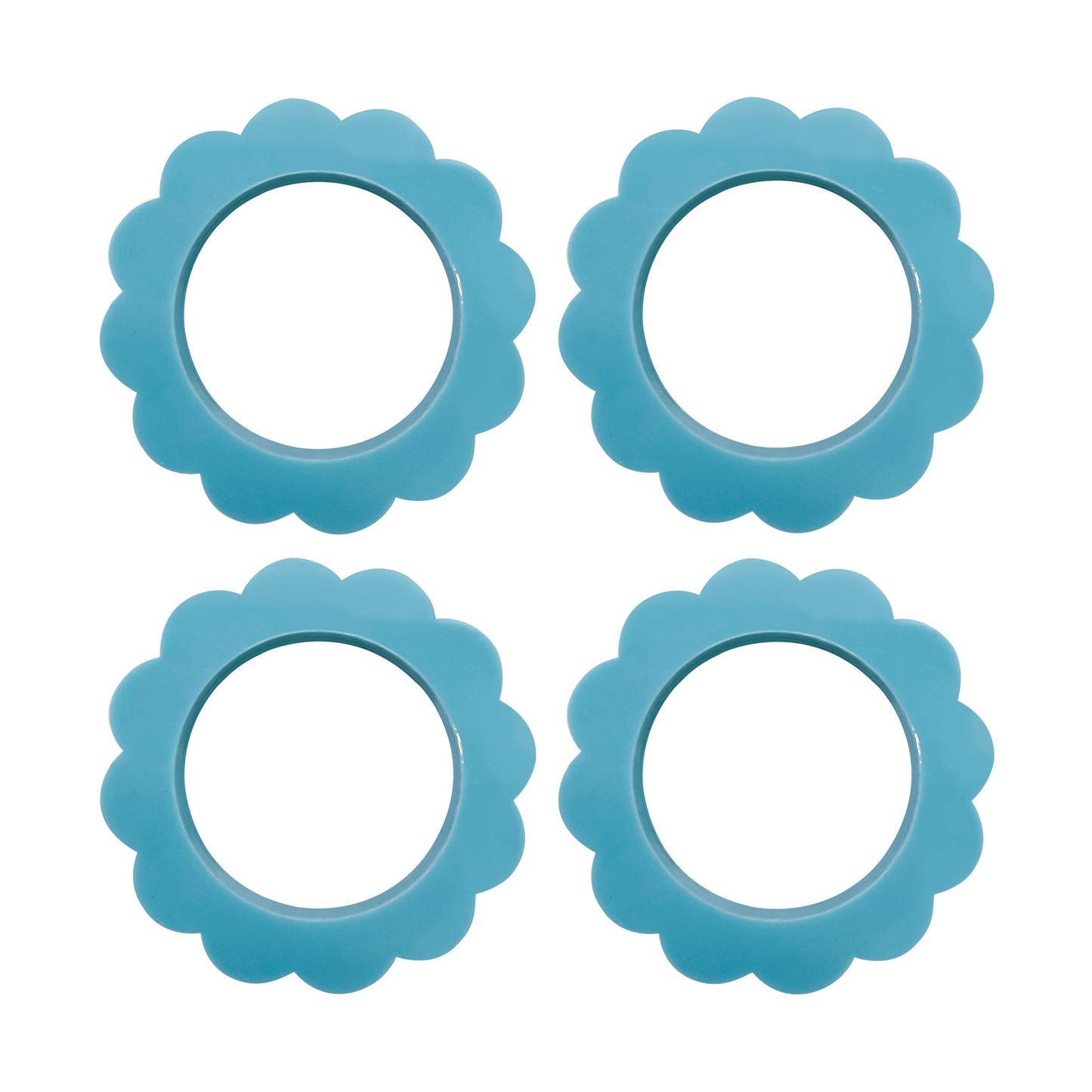 Acrylic Scallop Napkin Rings Set of 4 Teal