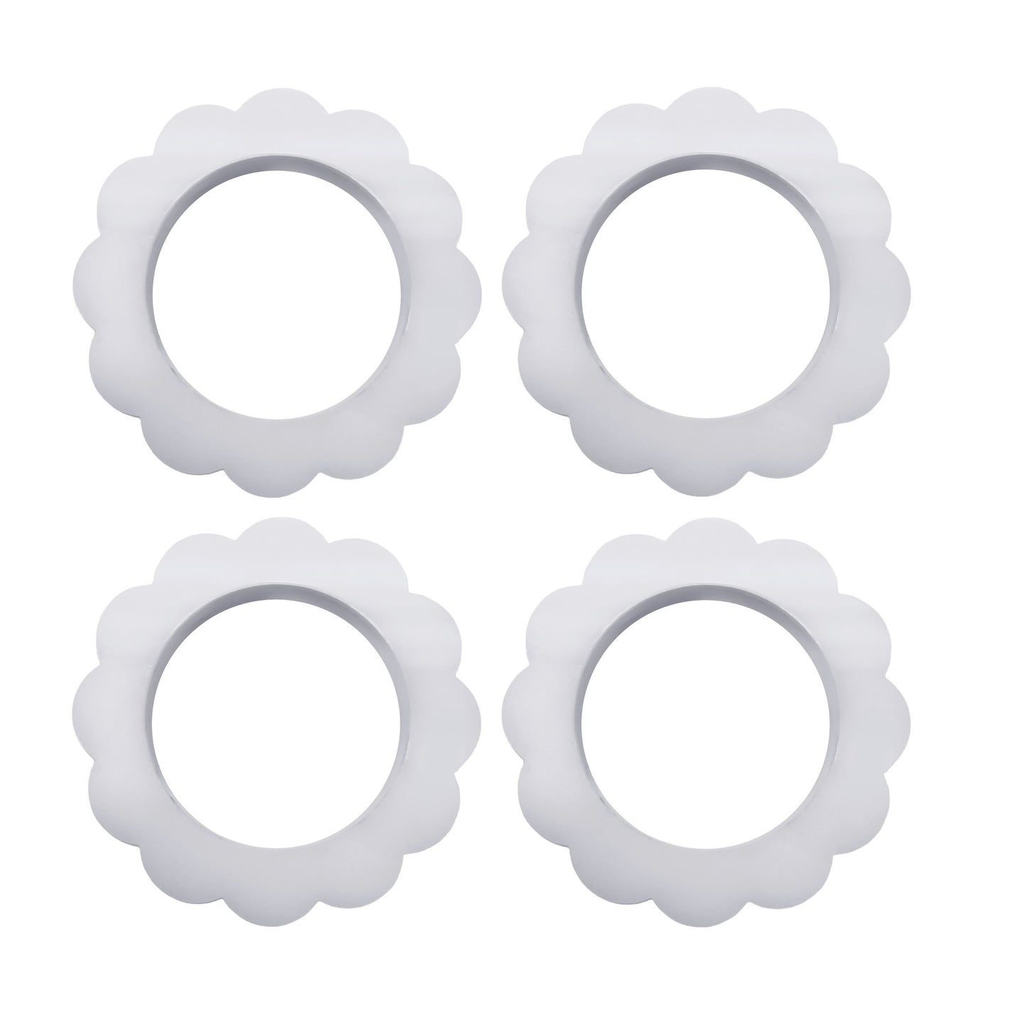 Acrylic Scallop Napkin Rings Set of 4 White