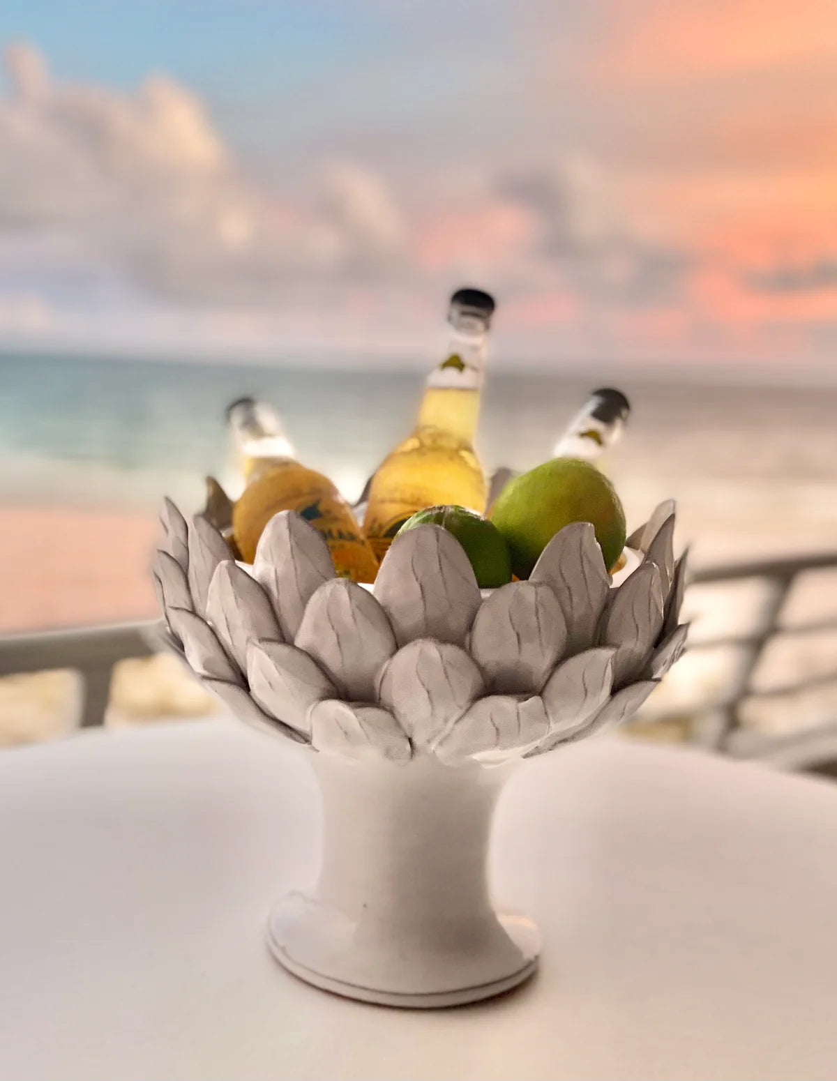White Artichoke Footed Centerpiece