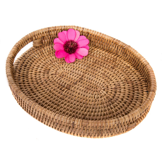 Rattan Oval Vanity Tray: Honey Brown
